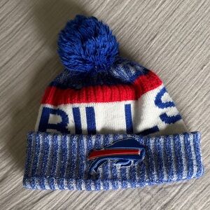 NFL Blue and Red Women's Pom-Pom Beanie